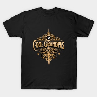 Cool Grandpas Play Pool Pool Player Grandfather Billiards T-Shirt